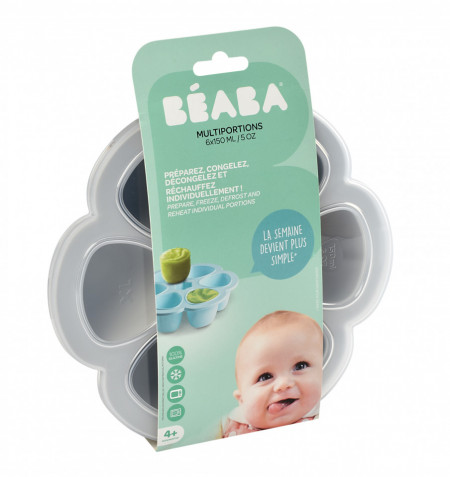 Beaba multiportion silikonski 6 x 150ml siva