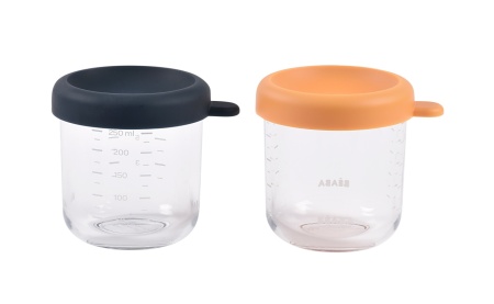 BEABA set od 2 staklene posude 2x250 ml, Night blue/Honey