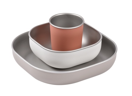 BEABA Set za jelo od nerđajućeg čelika - terracotta