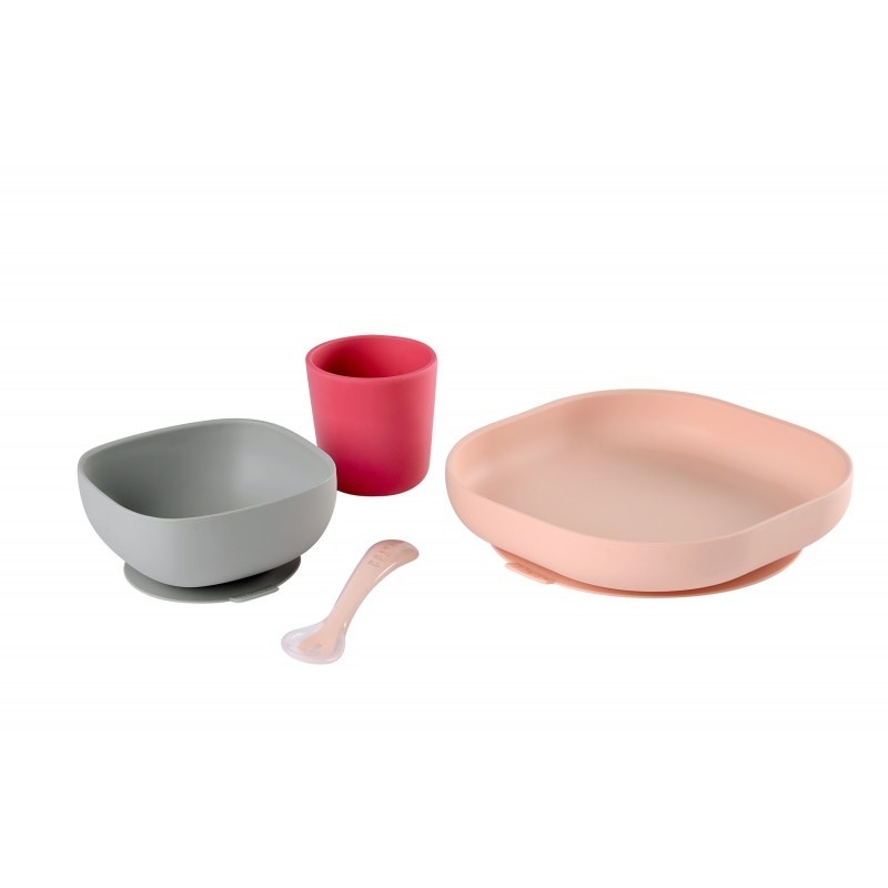 Beaba silikonski set od 4 dela - roze