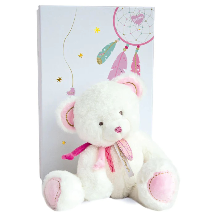 Doudou et Compagnie Plišani belo roze meda 22cm