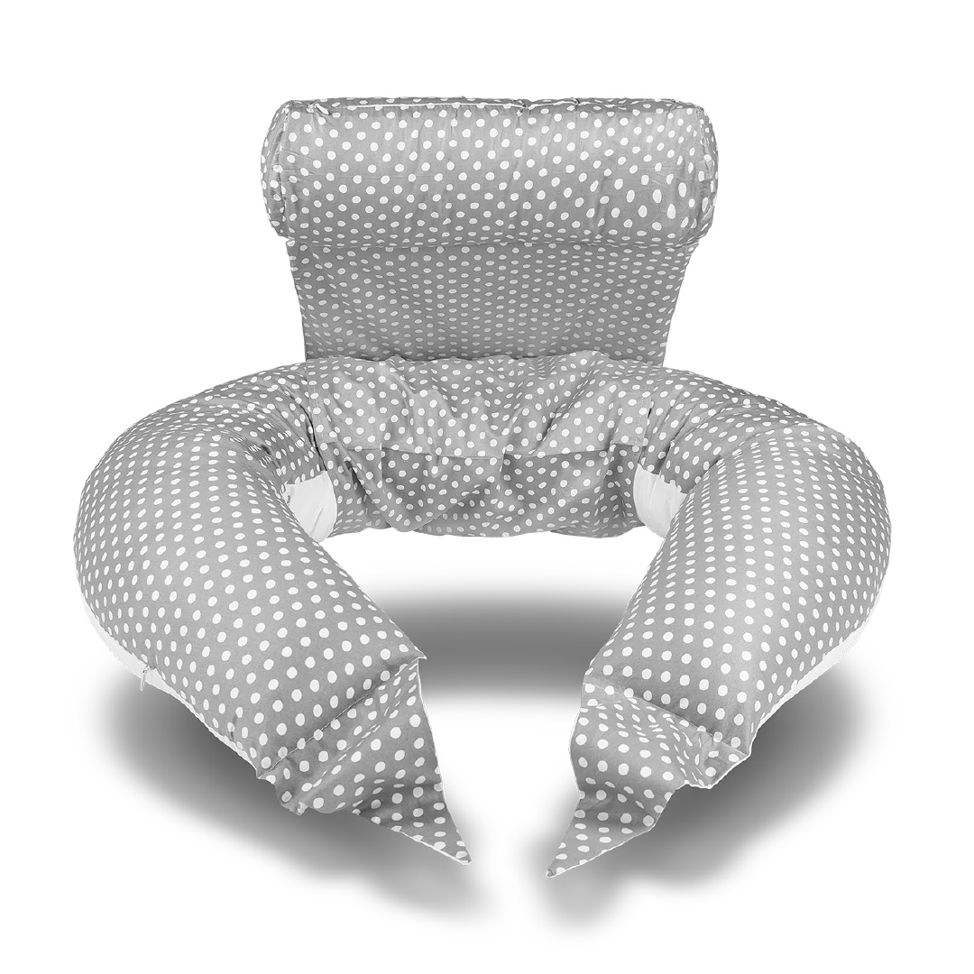 Koala Hugs Plus - jastuk za trudnice i dojenje sa potporom za leđa - Siva sa belim tačkicama