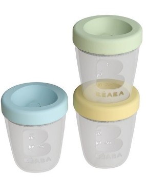 Beaba set 3 silikonske posude za čuvanje hrane- spring