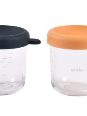 BEABA set od 2 staklene posude 2x250 ml, Night blue/Honey