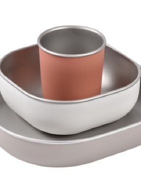 BEABA Set za jelo od nerđajućeg čelika - terracotta